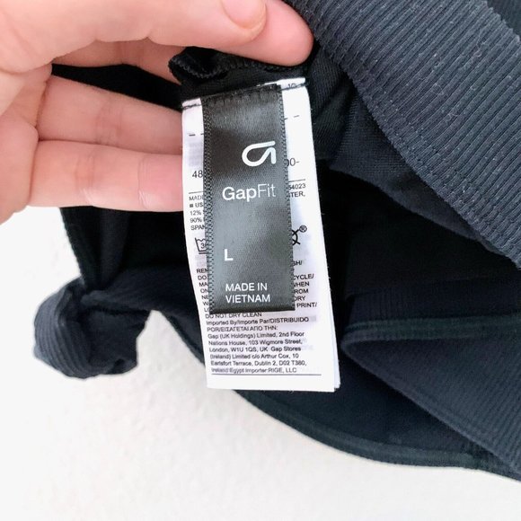 GapFit Ribbed Blackout Twist-Knot Cropped Sports Bra Black Size L - Picture 7 of 8
